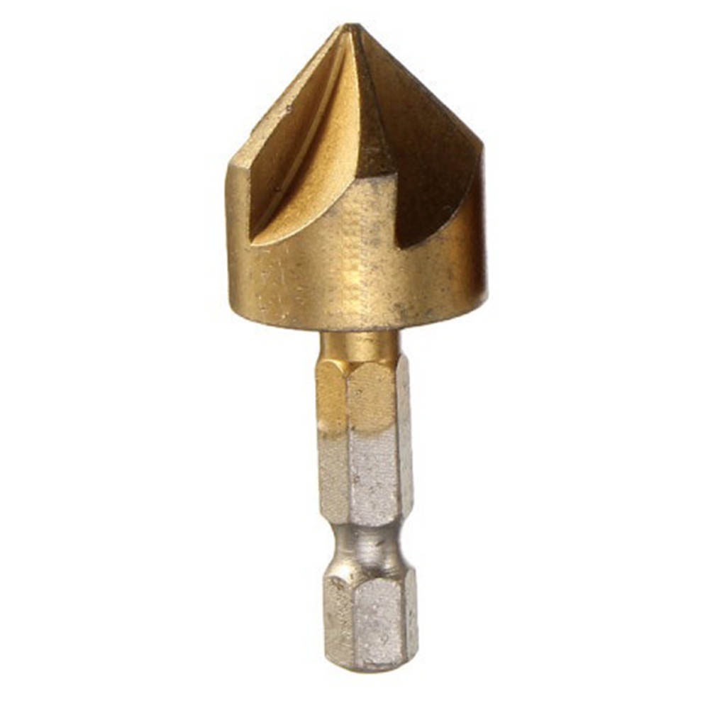 Mũi Khoan 90 Độ Bằng Kim Loại Màu Vàng Đồng 1 / 4Inch 5 Rãnh