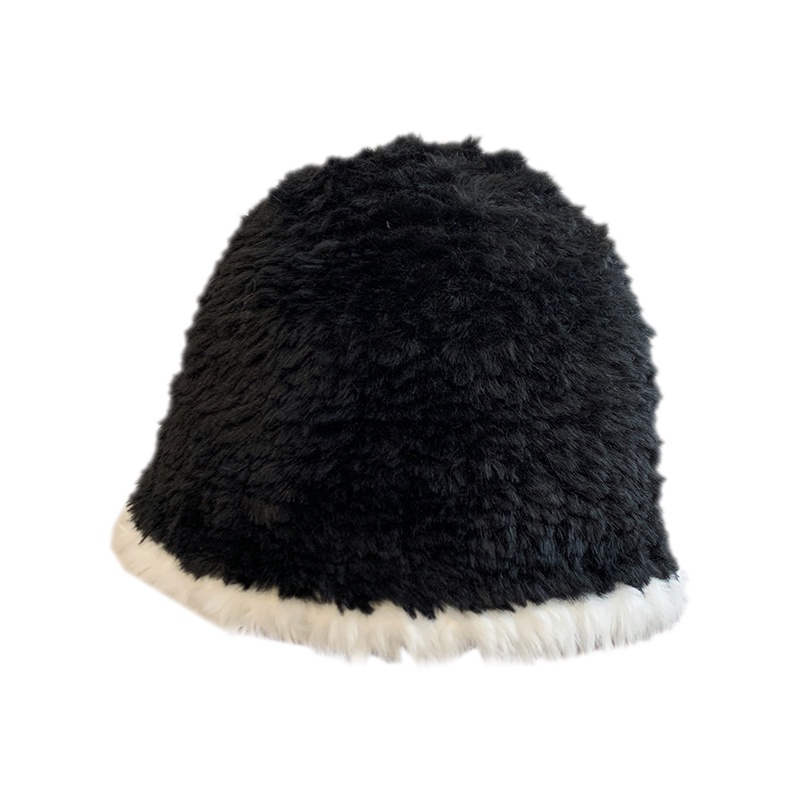 Mũ Bucket Lông Nhung Màu Đen Phong Cách Thời Trang Thu Đông Hàn Quốc Dành Cho Nữ