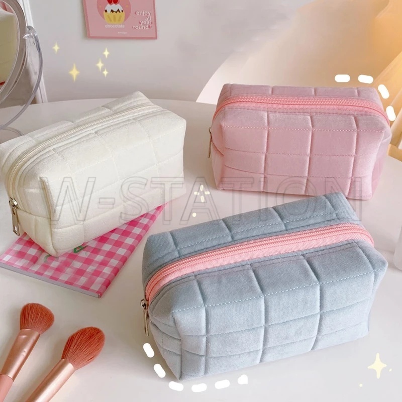 Túi Đựng Bút / Đồ Trang Điểm Màu Trơn Sức Chứa Lớn Có Khóa Kéo Tiện Dụng Cho Học Sinh Ốp