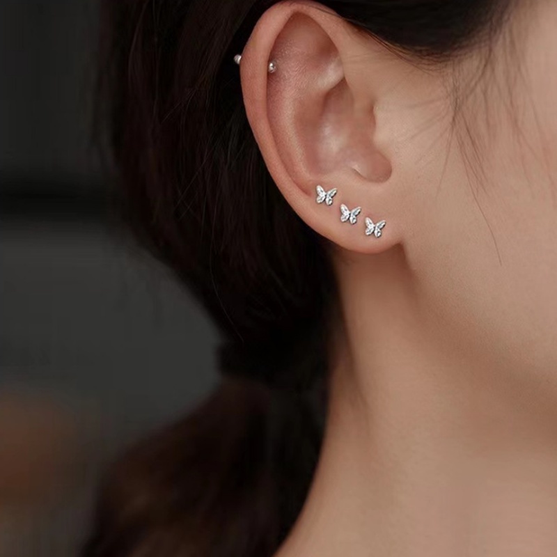 Bông Tai Hình Tròn Họa Tiết Bướm Đơn Giản Thời Trang Sang Trọng Cho Nữ Y2K