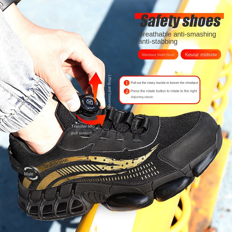 Hàng Có Sẵn Giày Bốt Bảo Hộ Lao Động Trọng Lượng Nhẹ Thoáng Khí Chống Đâm Thủng Có Nút Xoay An Toàn Thời Trang Cho Nam