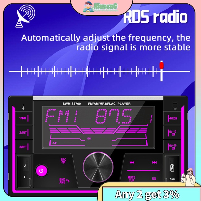 Hus 2-din car radio bộ sạc usb kép trên ô tô máy nghe nhạc mp3 hỗ trợ thẻ tf đầu vào usb đĩa aux với điều khiển từ xa