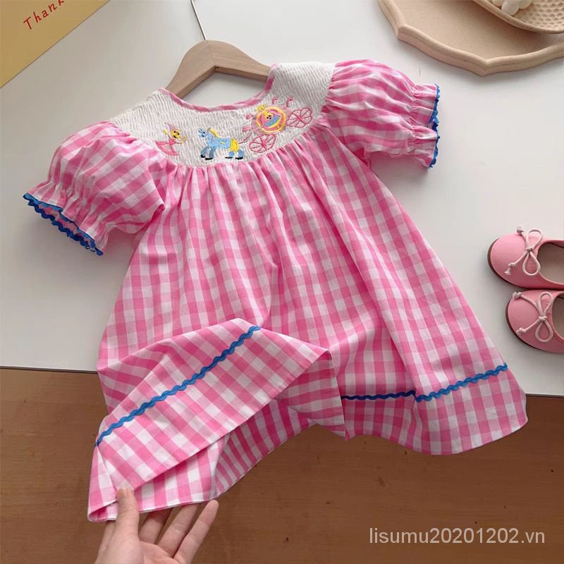 Đầm Cotton Tay Phồng Phong Cách Thời Trang Mùa Hè Mới Dành Cho Bé Gái