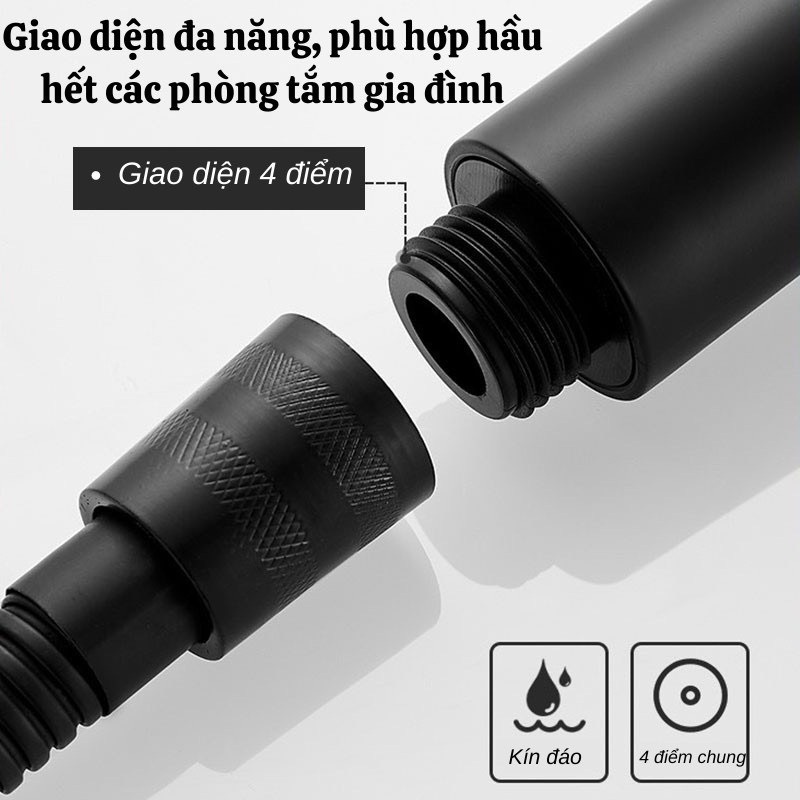 Bộ Vòi Sen, Vòi Hoa Sen Đầu Vòi Tăng Áp 5 Chế Độ Tiết Kiệm Nước Màu Đen Sang Trọng