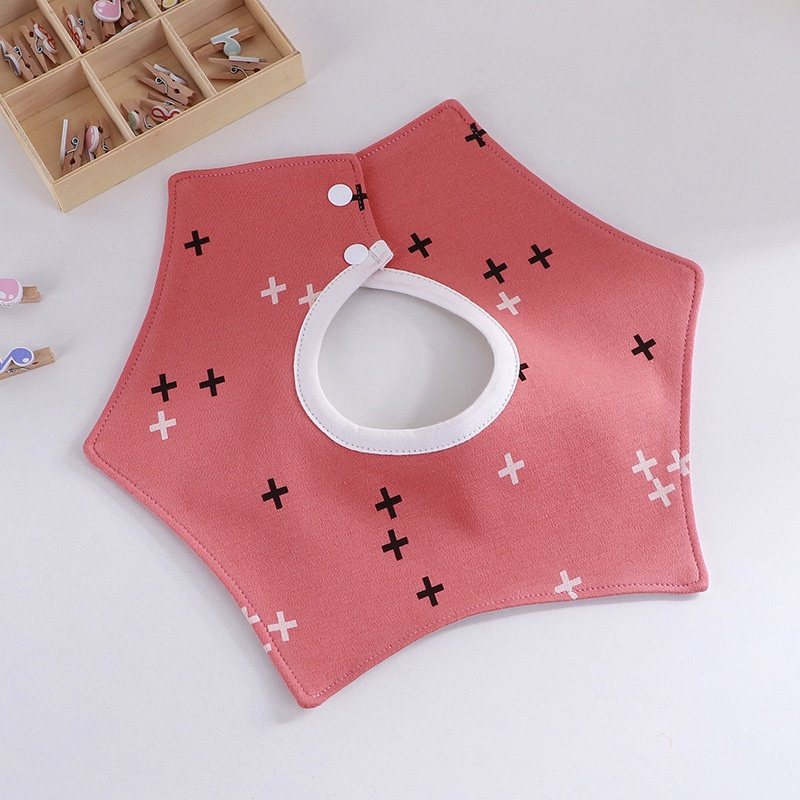Baby silicone bib burp four seasons five-star printing double snap-fastener baby bib double-layer cotton baby bib sơ sinh khăn thấm nước bọt
