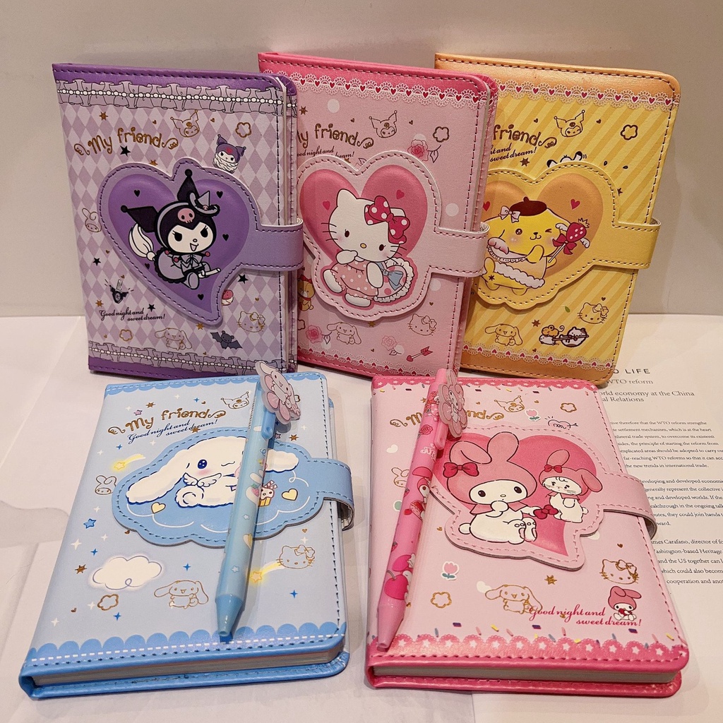 ⚡VẬN CHUYỂN NHANH⚡⚡ 100 Trang Anime Sanrios Cinnamoroll Notebook My Melody Kuromi Girl Girl Cartoon Cartoon Khóa Sổ Cái Nhật Ký Hộp Quà Tặng Văn Phòng