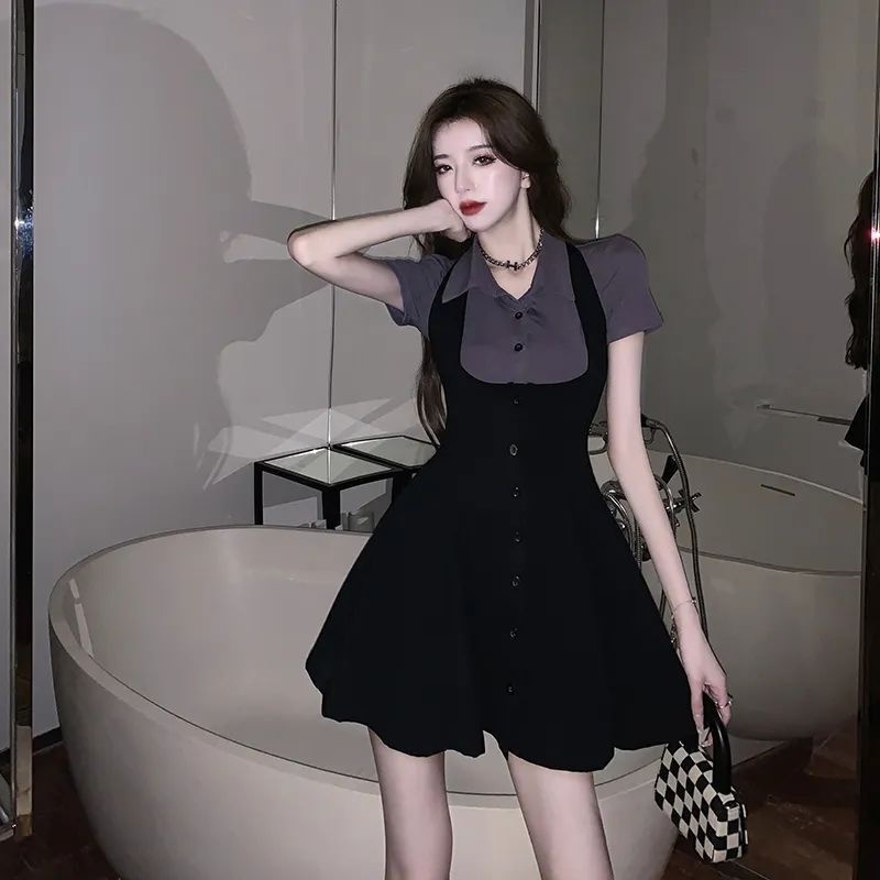 𝑨𝒏𝒏𝒂𝒔𝒉𝒐𝒑 Set Áo Thun Polo Ngắn Tay Mix Váy Cá Tính Sexy Trẻ Trung [Hàng sẵn]