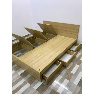 [Hà Nội] [GIƯỜNG NGỦ THÔNG MINH] GIƯỜNG CÓ 3 HỘC KÉO, 3 NẮP BẬT GỖ MDF (KHÔNG ĐẦU GIƯỜNG)