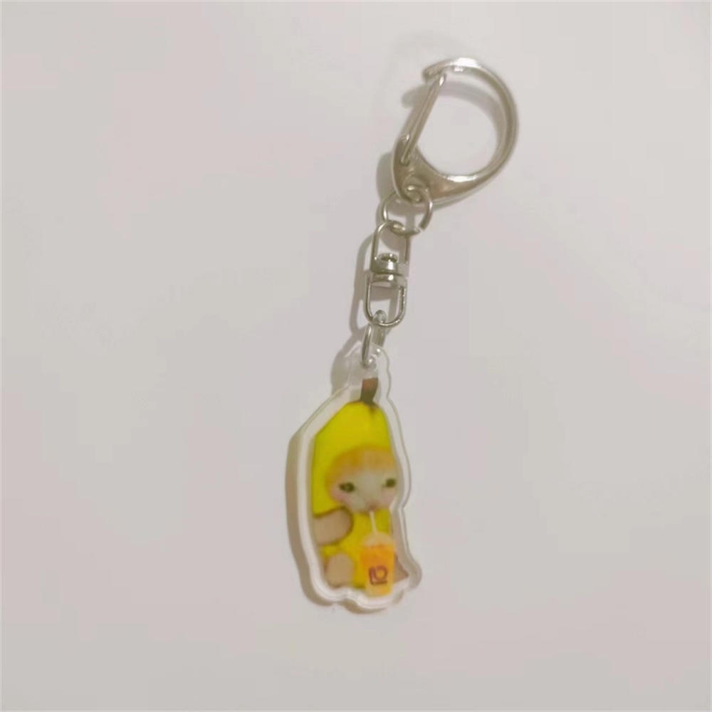 Móc Khóa Hình Mèo Ăn Quả Chuối Dễ Thương Vui Nhộn