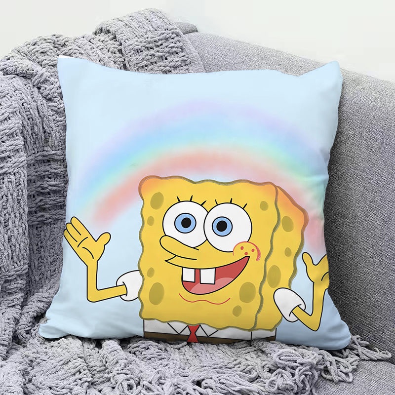 Vỏ Gối Hình Vuông 40 * 40 / 45 * 45 In Họa Tiết Hoạt Hình spongebob Trang Trí Phòng Khách