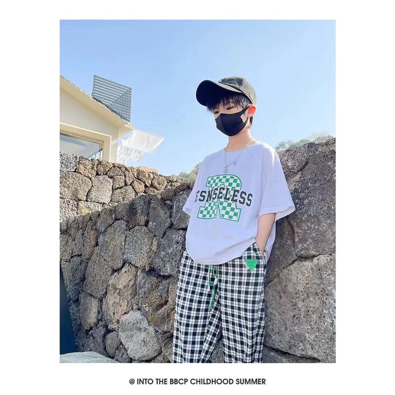 Áo Thun 100% Cotton Tay Ngắn Dáng Rộng Thời Trang Cho Bé Trai 2023