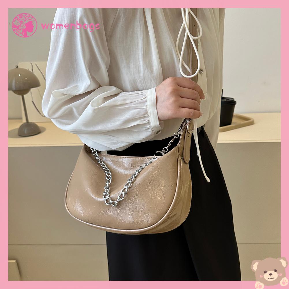 Túi Đeo Vai / Kẹp Nách Bằng Da PU Màu Trơn Có Khóa Kéo Tùy Chỉnh Thời Trang Cho Nữ