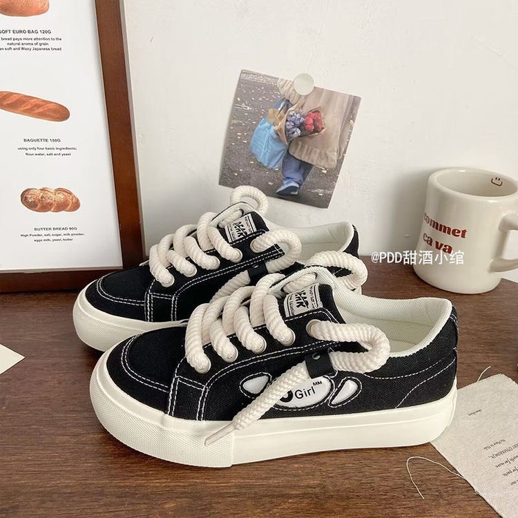 Giày Thể Thao Vải canvas Màu Đen Phong Cách Mỹ 2023 Cho Nữ