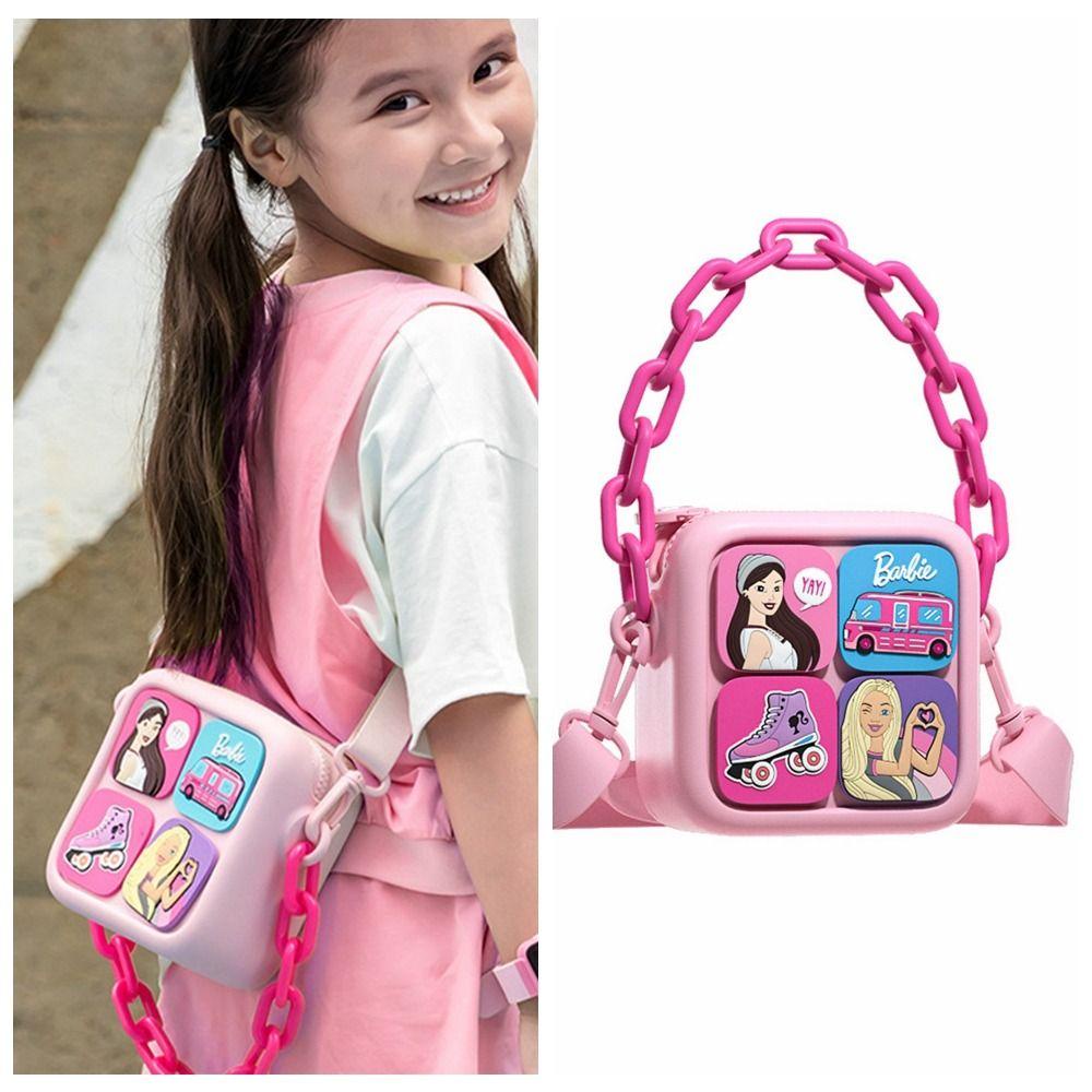 Shanhai Túi Đeo Chéo Vai Hình Búp Bê barbie Hoạt Hình Màu Hồng Có Dây Xích Thời Trang Cho Bé Gái