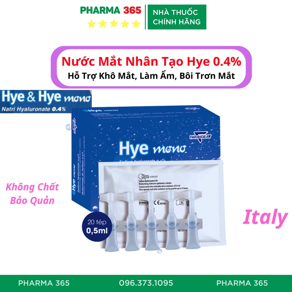 Dung Dịch Làm Ẩm Và Bôi Trơn Mắt Hye Mono Làm Dịu Và Giảm Khô Mắt, Bảo Vệ Mắt Kéo Dài - Pharma 365