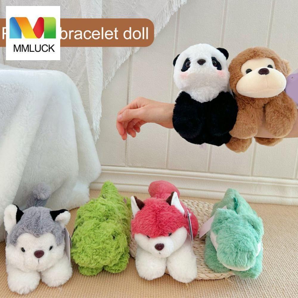 Mmluck panda bracelet đồ chơi sang trọng, chó khủng long cá sấu, vòng tay dòng đồ chơi phim hoạt hình động vật nhồi bông quà tặng trẻ em mềm