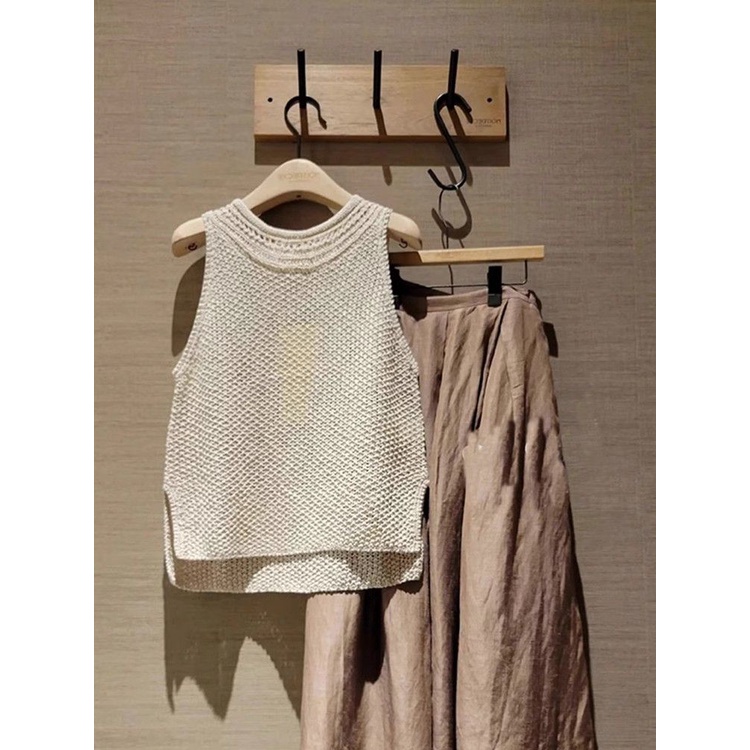 Áo Dệt Kim Không Tay Dáng Rộng Màu Trơn Thời Trang Mới Kim Không Tay Màu Trắng Thiết Kế Mới Thời Trang Mùa Hè Dành Cho Nữ