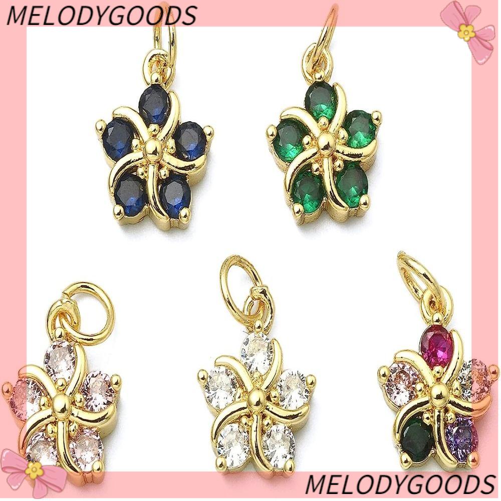 Bùa melodg vàng thật, đồng thau và khối zirconia màu tím nhạt, trắng, đen, xanh lá cây, xanh lam, xanh hồ, bùa hoa hồng đỏ, phụ kiện trang sức mạ vàng thật