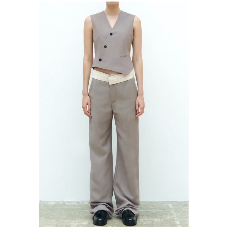 Zara set Áo Hai Dây Phối Quần Dài Lưng Cao Thời Trang Mùa Hè Cá Tính Cho Nữ7655728 3173728