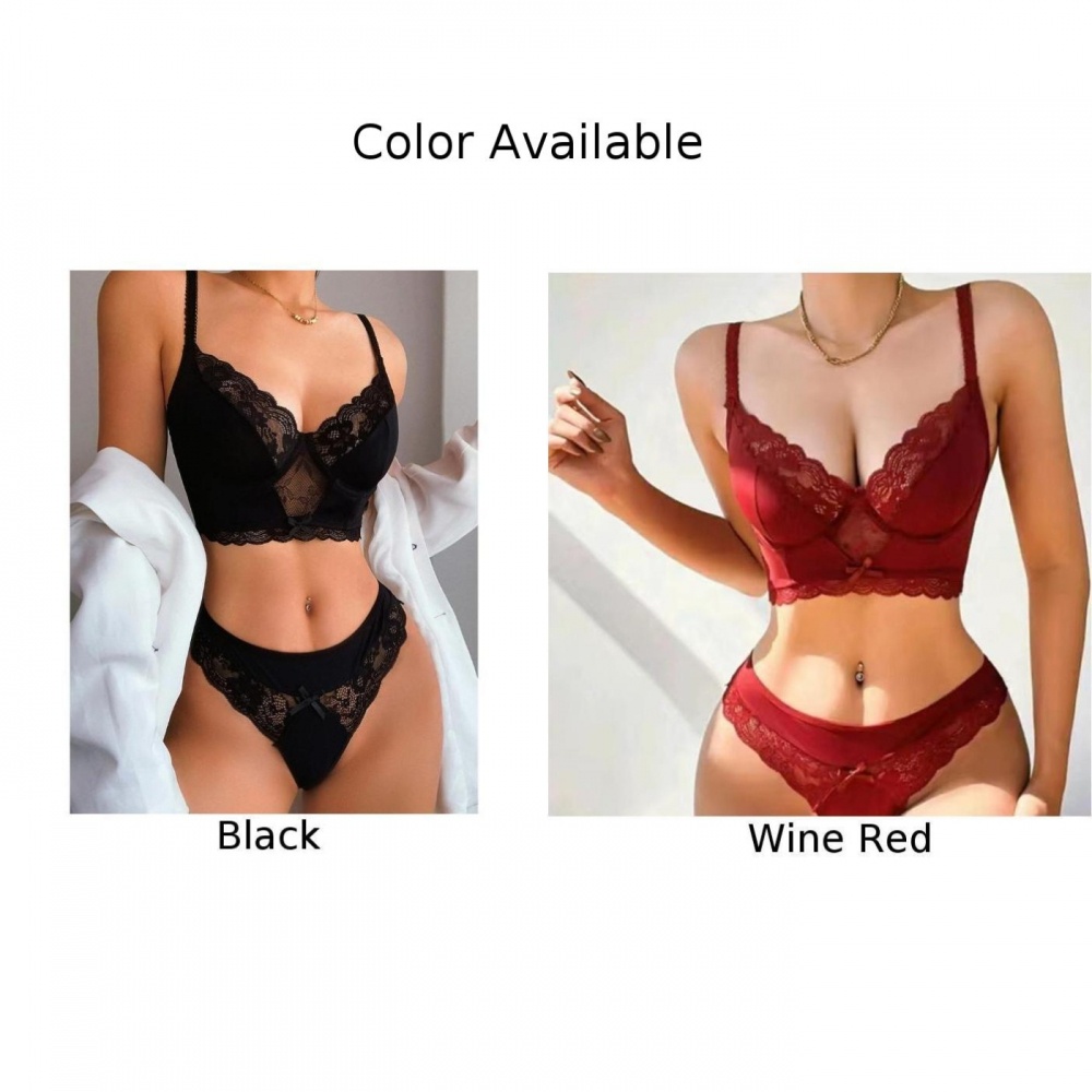 Chất lượng cao family fun nightwear 1 * bra + 1 * thong sleepwear bra set ren vải
