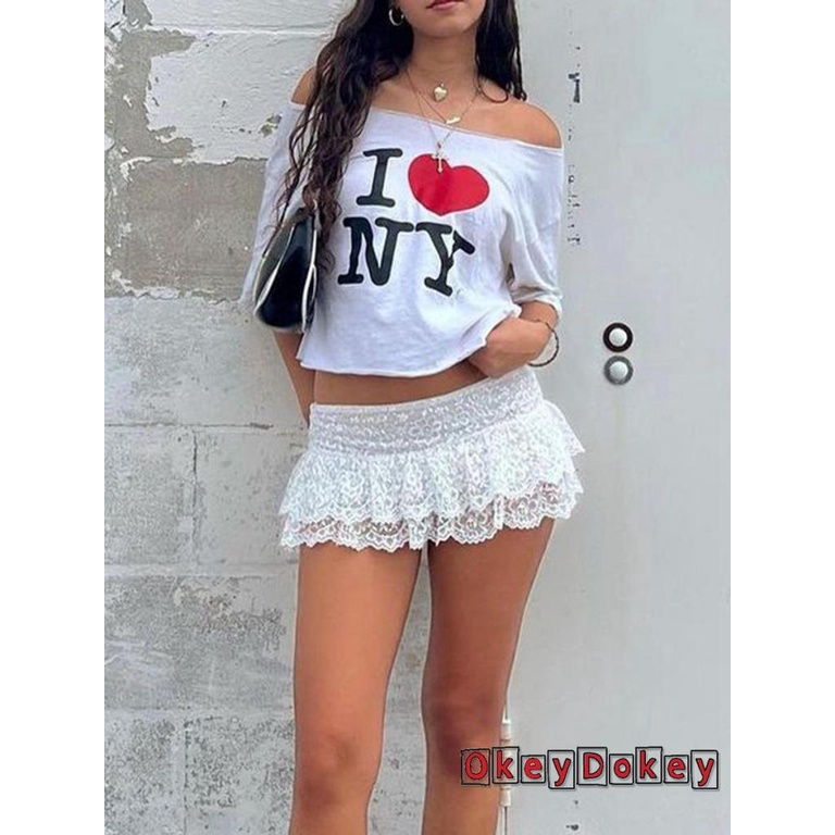 Okdk-phụ nữ váy ren hoa xù hem mùa hè váy mini giản dị