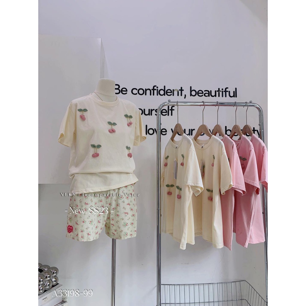 Áo phông quả che.rry thêu nổi