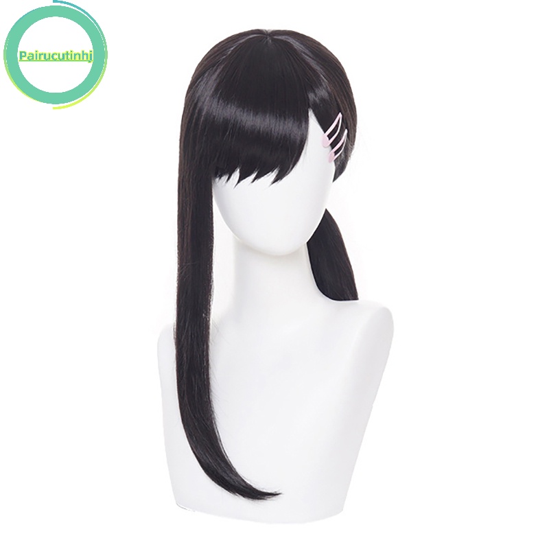 Pairhj anime chain man igashiyama kobeni cosplay wig dài 35cm màu đen chịu nhiệt tổng hợp tóc bên tóc giả vn