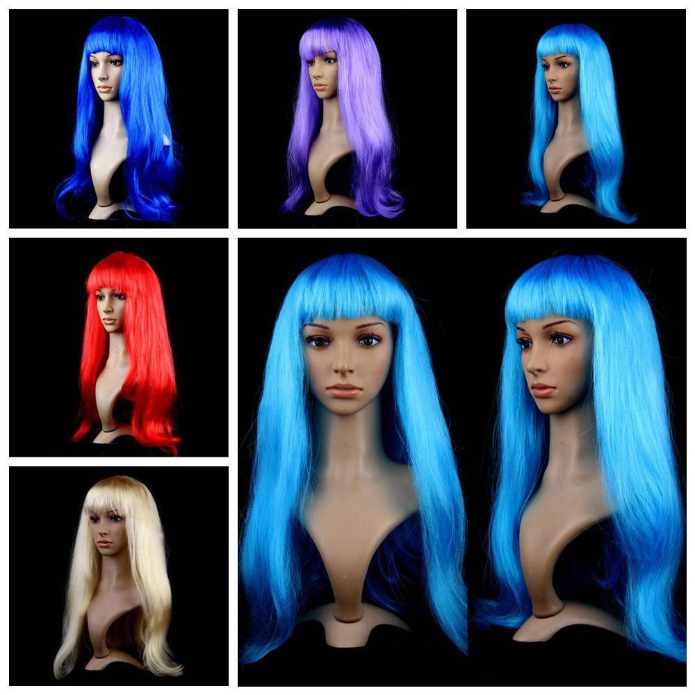 Dans Tóc Giả Dài Thẳng Mềm Mại Màu Xanh Dương Hóa Trang Nhân Vật Truyện Tranh Và Cẩm Chướng