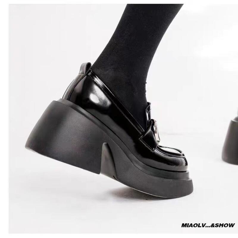 Loafer nữ Giày Da Đế Dày Mũi Tròn Thời Trang Mùa Thu 2023 Cho Nữ