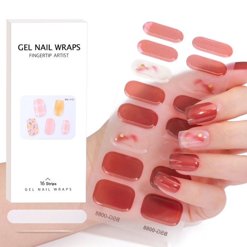 Pepa 16 chiếc dải gel bán bảo dưỡng keo dán đầy đủ bọc gel nail art sticker