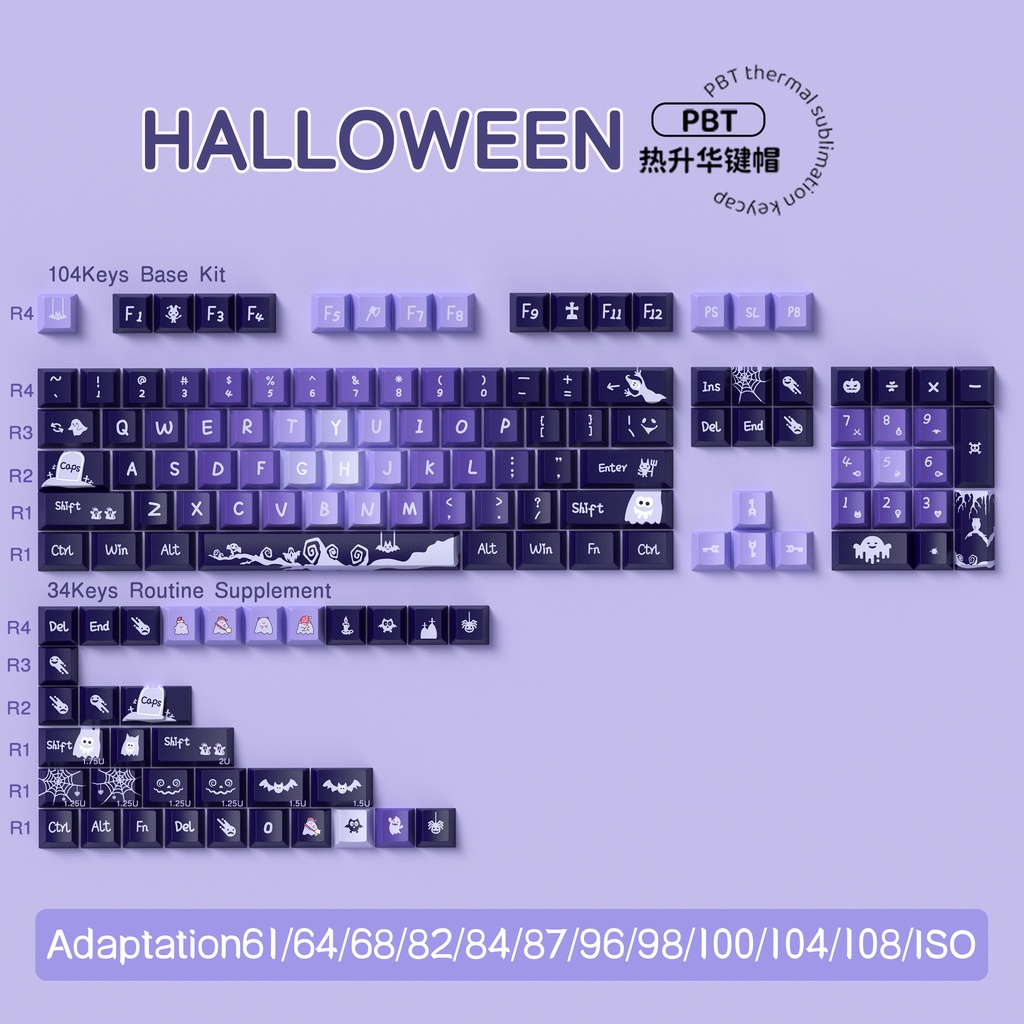 Halloween keycaps cherry profile keycap hoạt hình được cá nhân hóa cho bàn phím cơ với nắp phím 7u và iso