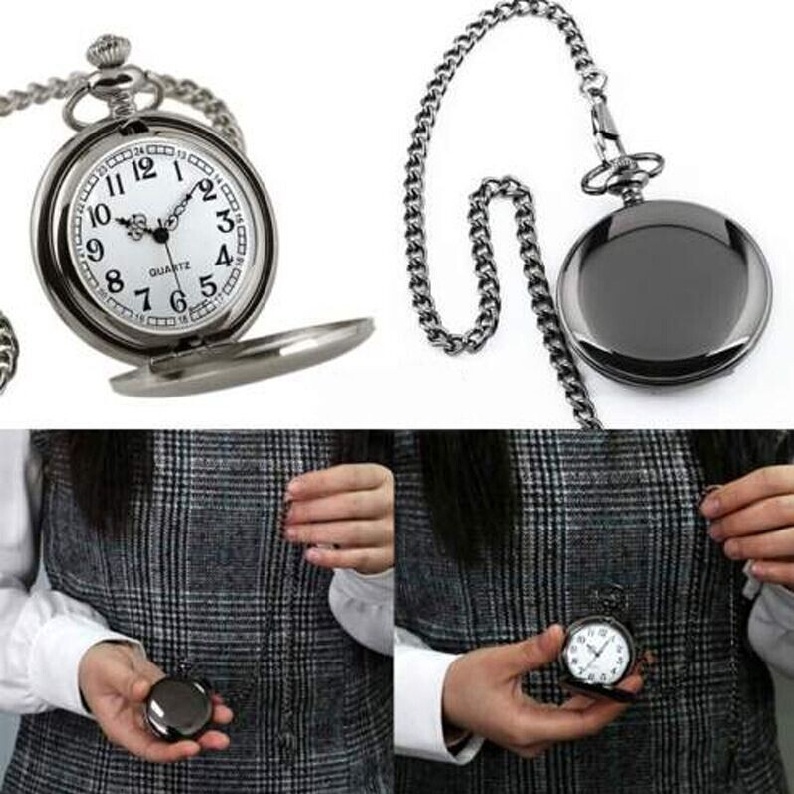Lianli Fashion Mens Womens Smooth Pendant Necklace Quartz Pocket Watch Chain Gifts