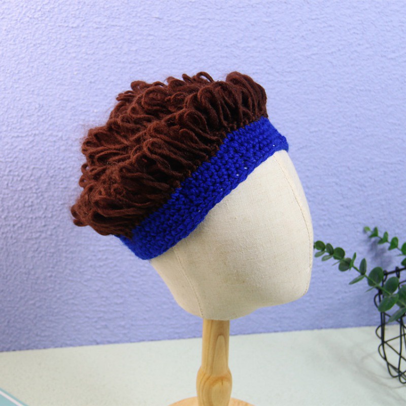 Nón mũ tóc xoăn dễ thương nam và nữ tóc giả trẻ em đầu nổ cá nhân hóa mũ len vui nhộn