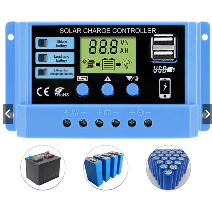 Thiết bị sạc bình ắc quy 12V 24V từ tấm pin năng lượng mặt trời PMW 30A đa năng sạc được nhiều ắc qu