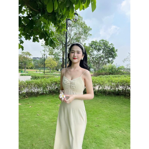 Váy 2 Dây nhún ngực Bằng Lụa Mát Họa Tiết Hoa NHí Phong Cách Mới Thời Trang Mùa Hè Ngọt Ngào