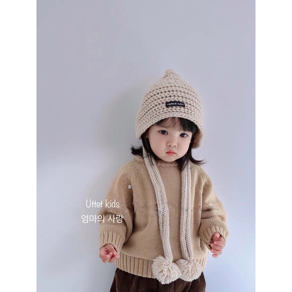 MŨ LEN VÀNH 52CM PHONG CÁCH HÀN QUỐC CHO BÉ GÁI VÀ BÉ TRAI