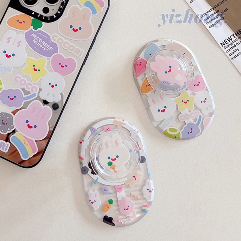 Giá đỡ điện thoại kickstand lovely rainbow rabbit pattern creative magnetic attraction stand for naked mobile phone magsafe case tablet cellphone foldable anti-drop pc bracket
