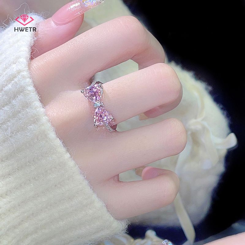 Nhẫn hở HWETR có thể điều chỉnh kiểu nơ ngọt ngào thời trang dành cho nữ