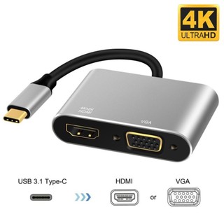 2in1 usb c hub to hdmi 4k 60hz vga 1080p type c docking station for laptop pc phone tablet switch projector multi screen sharing