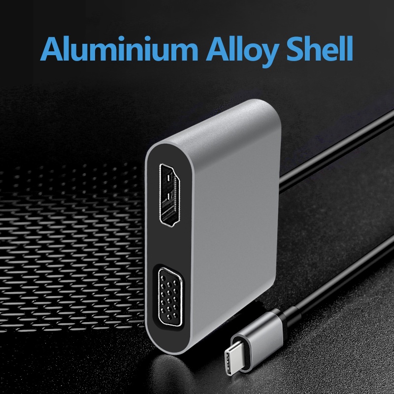 2in1 usb c hub to hdmi 4k 60hz vga 1080p type c docking station for laptop pc phone tablet switch projector multi screen sharing