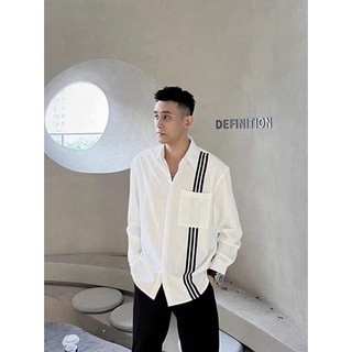 Trend fashion man japanese casual draped shirt big pocket oversized unisex long-sleeved shirt