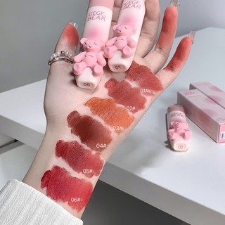   Hàng Có Sẵn  Son Kem Màu Nhung Lì Vỏ Hình Gấu Hồng Gebear 
