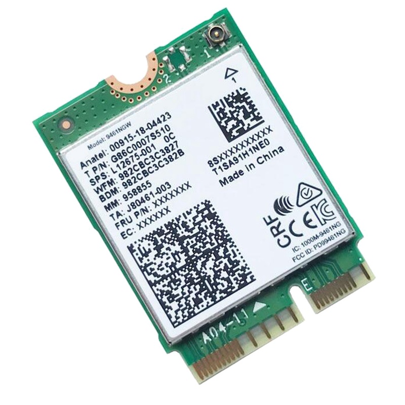 INTEL Thẻ wifi Không Dây Màu Xanh Lá Cây ac 9461 2.4g / 5g Băng Tần Kép 802.11ac m2 key e cnvi bluetooth 5.0