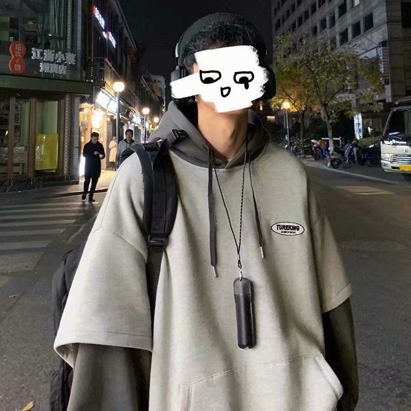 Áo Hoodie Giả Hai Lớp Dáng Rộng Thời Trang Thu Đông Cho Nam