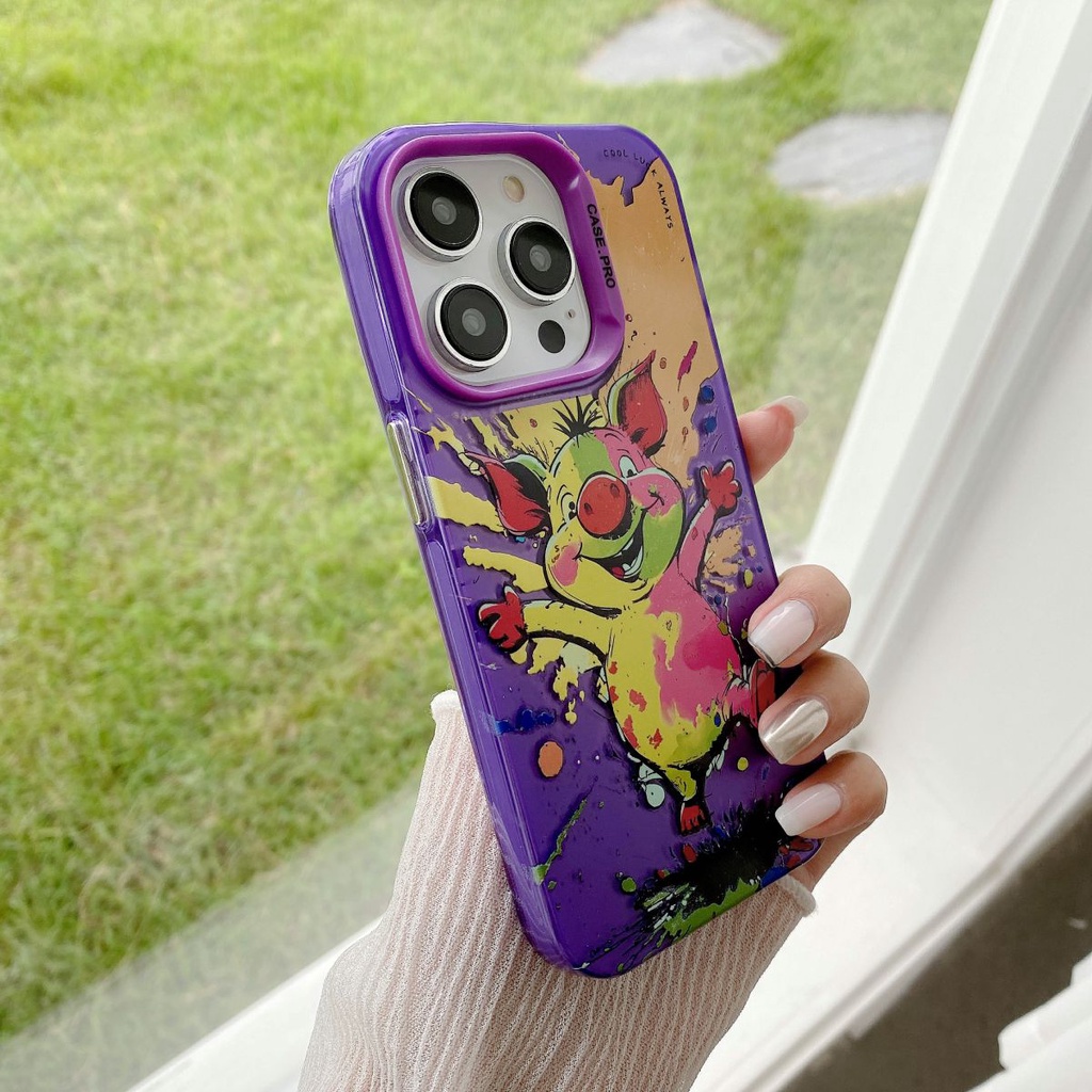 Sơn dầu vỏ động vật tương thích cho iphone 14 13 12 11 pro max sang trọng mờ cứng ngụy trang hợp thời trang bảo vệ chống va đập máy ảnh vỏ hai lớp