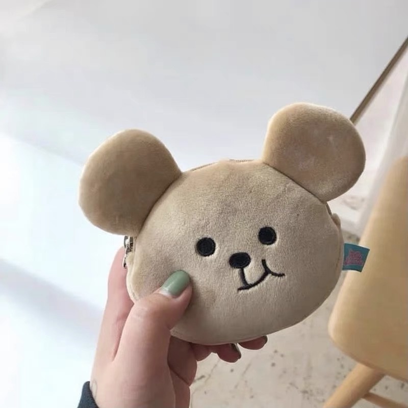 Túi Đựng Tiền Xu / Son Môi / Chìa Khóa Hình Chú Gấu Nhồi Bông Phong Cách Hàn Quốc Dễ Thương