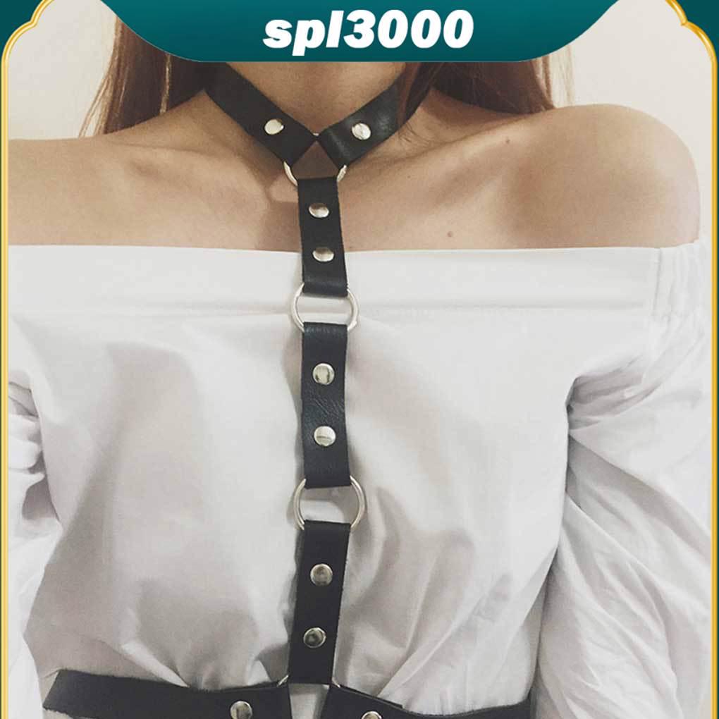 Da pu body suspender unisex màu rắn khiêu dâm có thể điều chỉnh sexy cosplay hotel bar khai thác vòng cổ cổ áo choker