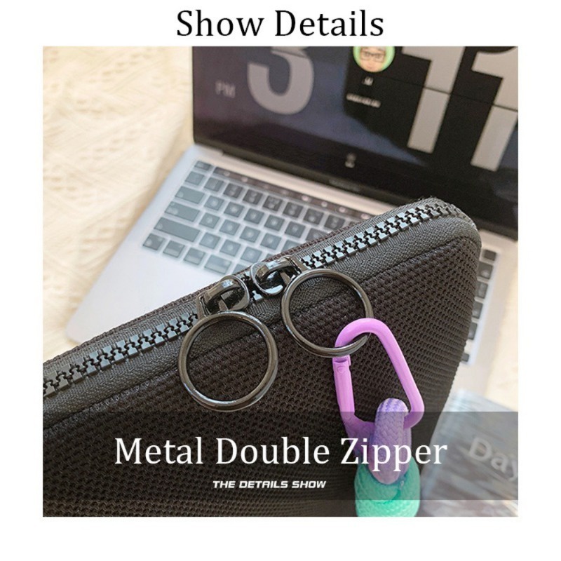 Mặt cười thời trang túi đựng máy tính xách tay cotton polyester màu tinh khiết 11 13 14 inch túi đựng máy tính bảng có dây kéo cho macbook ipad vỏ bảo vệ có dây buộc