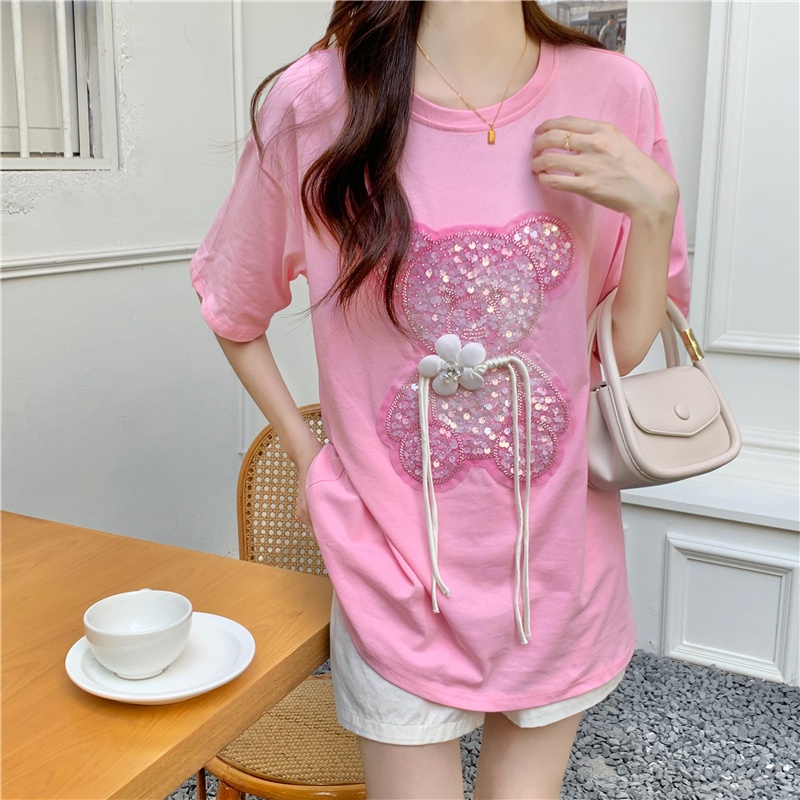 Áo Thun Tay Ngắn Dáng Rộng In Hình Gấu Thời Trang Mùa Hè Mới Cho Nữ