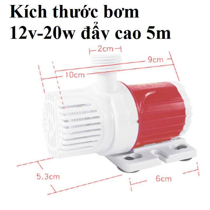 Bơm chìm 12v hoặc 24v Đẩy cao 5m - 600l giờ - Không chổi than